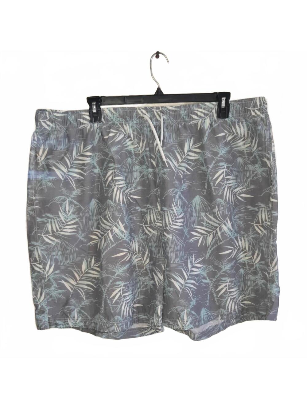 Men's Gray Tropical Print Swim Shorts Size 3XB
